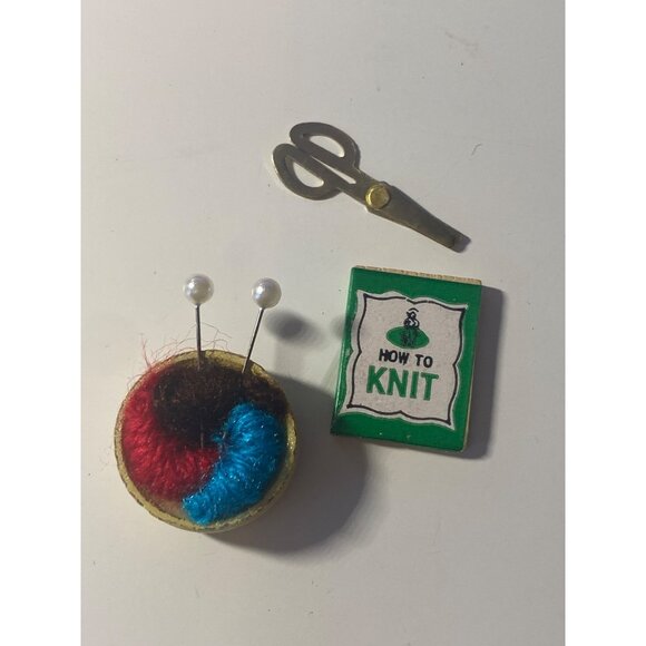 Knitting Sewing Dress Form Scissors Paint Brush VTG Doll House Miniatures Art - Picture 2 of 10